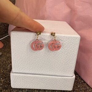 Gucci Pink GG Logo Earrings